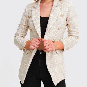 Princess Polina Tweed Blazer - Beige Marle L